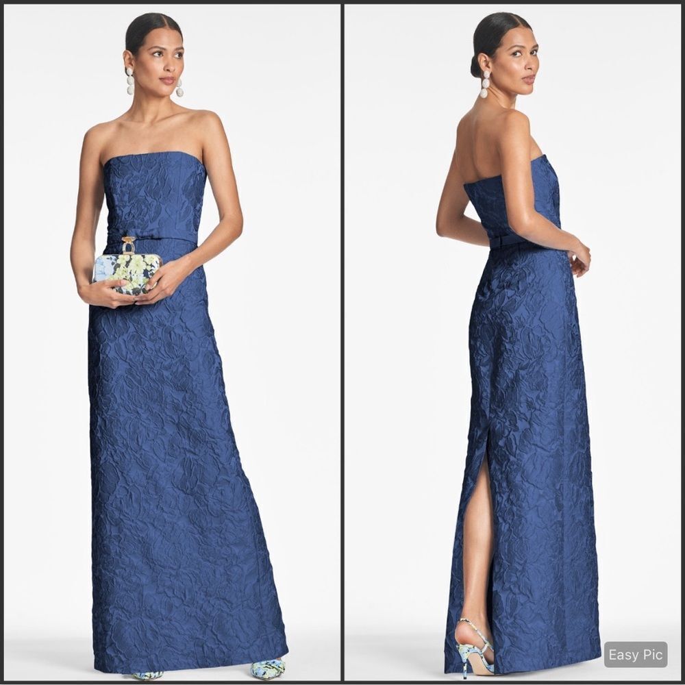 NWT Sachin + Babi Blue Size 0 Maxi Jacquard Dress Gown